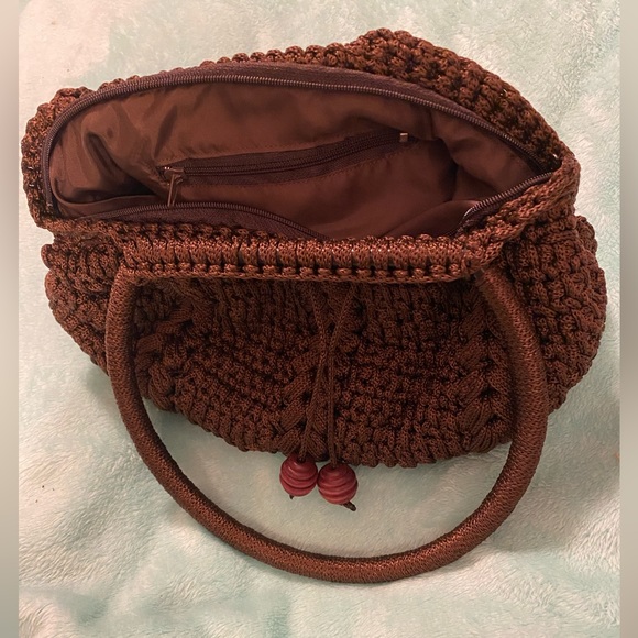 Unbranded Hand Made in Ecuador Crochet Brown Bag. NWOT Zip Closure. - Picture 4 of 12